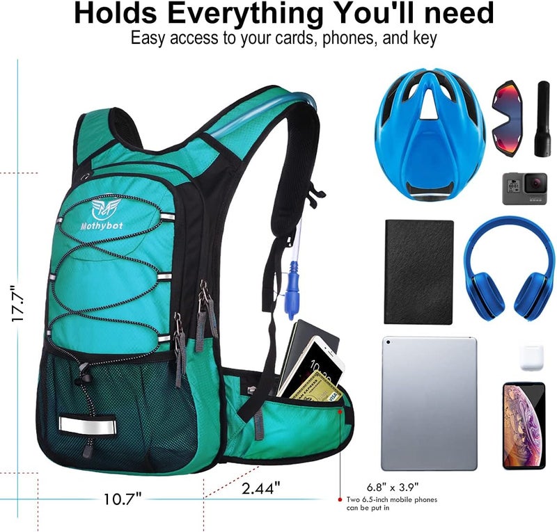 Mothybot Insulated Hydration Backpack Pack with 3L BPA Free Leak Proof Water Bladder, Large Storage Lightweight Hiking Daypack with Waist Pouches & Cooler Layer, for Running, Biking, Camping, Festival - Image 5